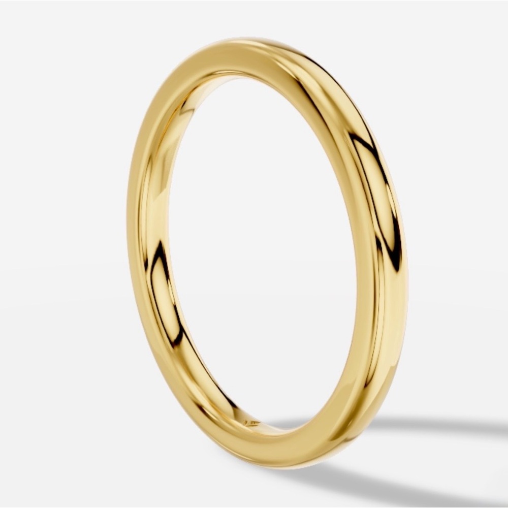 14K Gold Plated Band Ring 3 mm | Simple Dome Wedding Ring | Minimal Jewelry - Picture 4 of 10